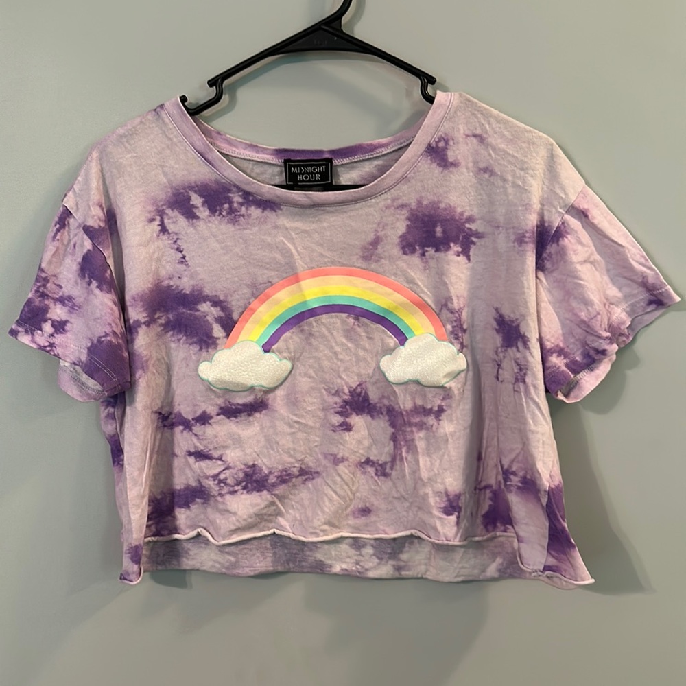 Purple tie dye rainbow crop top! 🌈💜